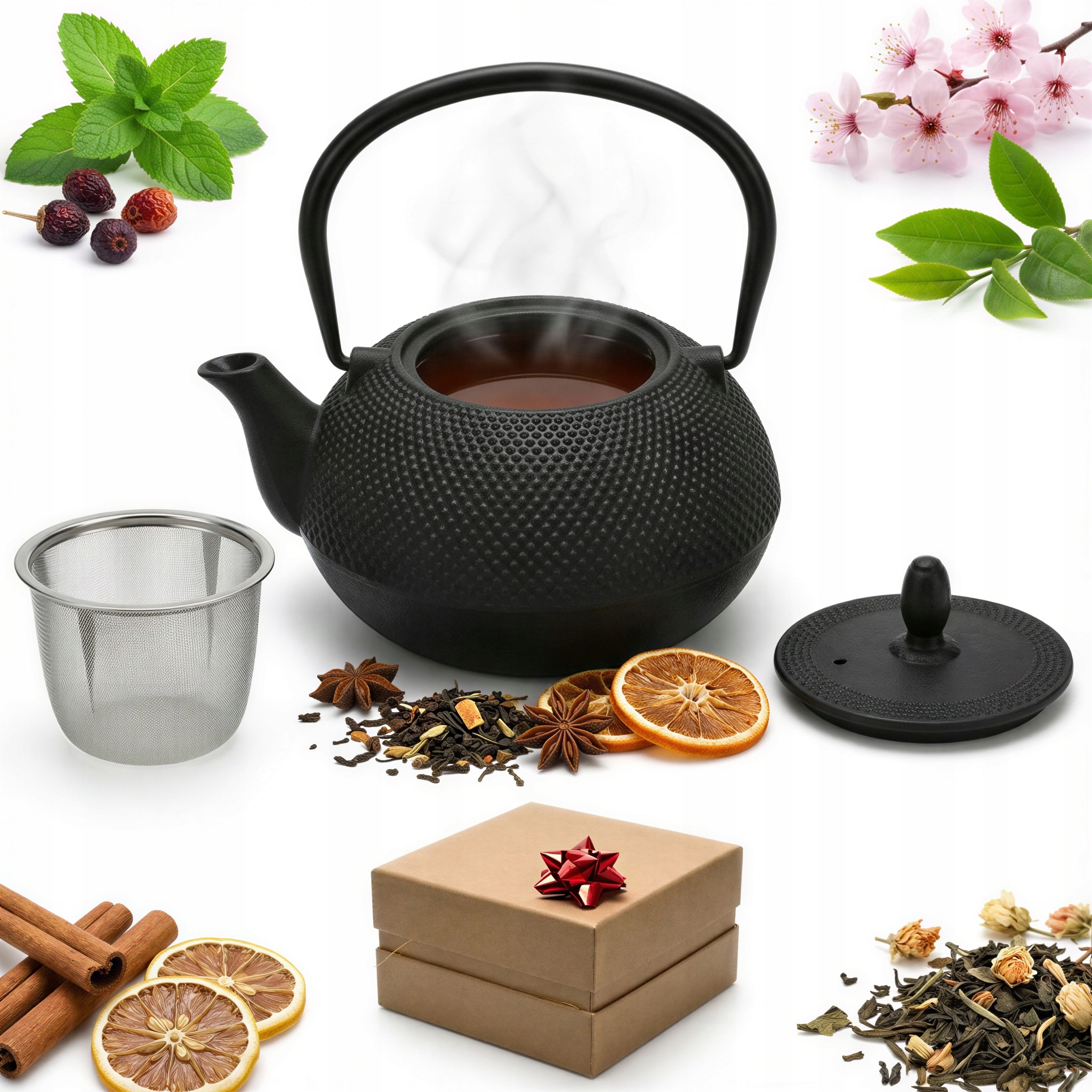 Konvice Litinová Zázvor 1.8 L Velká Černá Na Čaj Ocelový Vařič