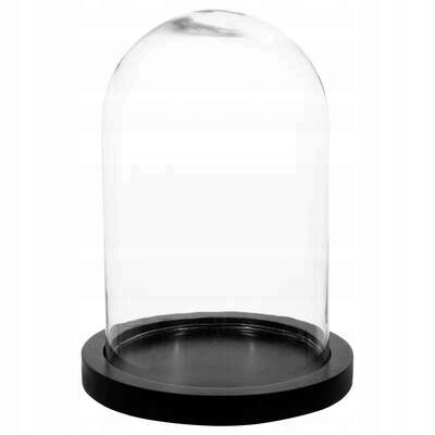 Skleněné Stínítko 29,5 cm S Dřevěnou Podložkou, černé