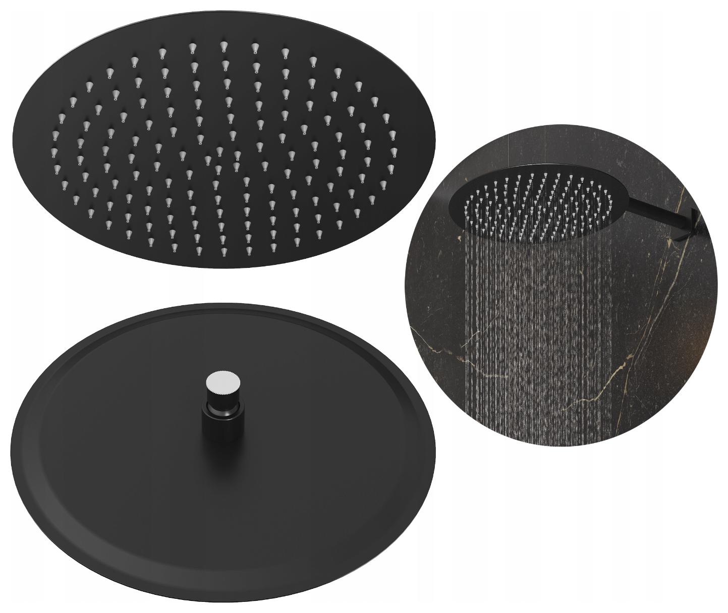 Sprchová dešťová sprcha kulatá černá Slim pro kabiny 30 cm