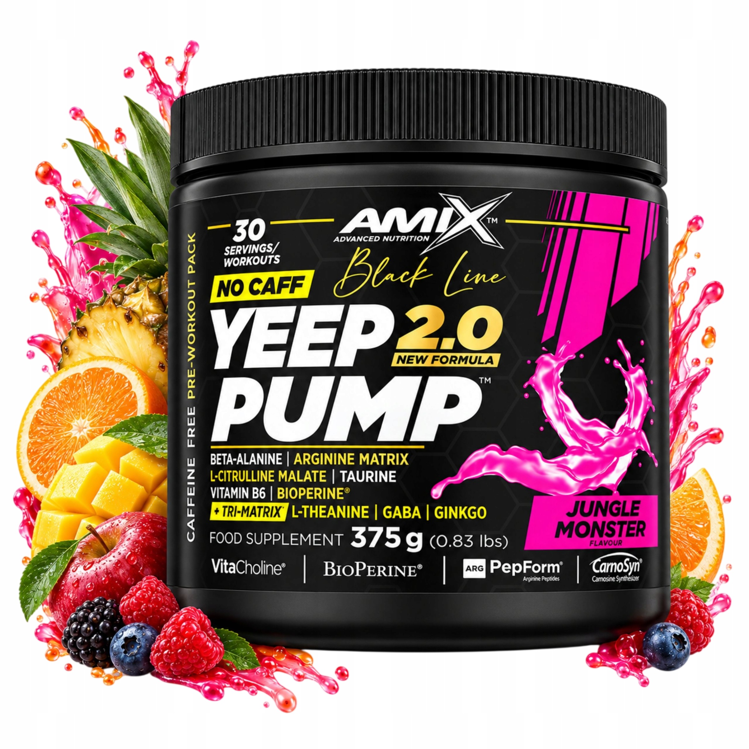 Yeep Pump No Caff Preworkout bez kofeinu Svalová pumpa Soustředění Moc