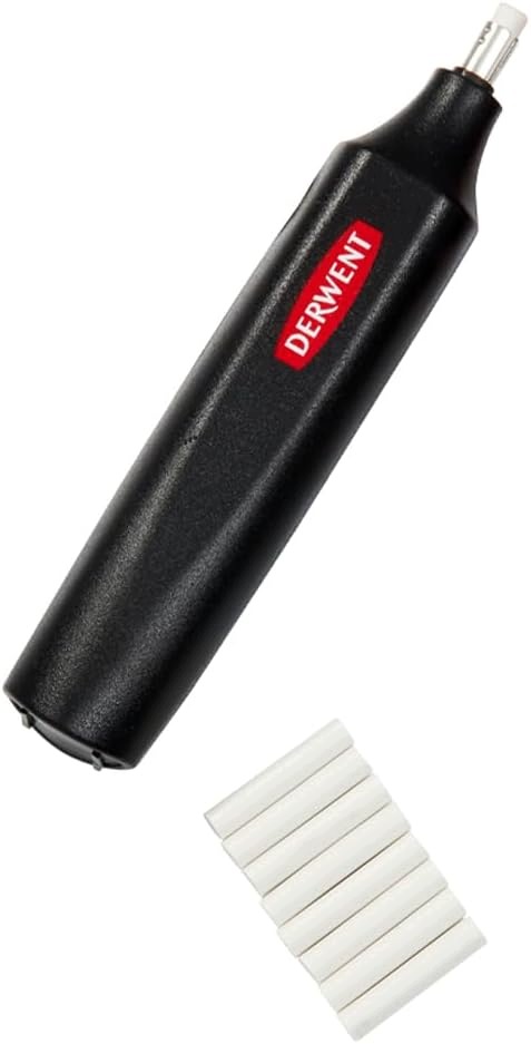 Derwent gumka do mazania na baterie z 8 wymiennymi końcówkami czarna