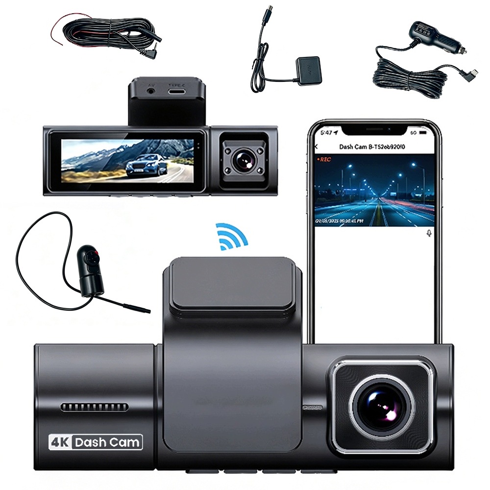 Wideorejestrator 4K Ultra Hd Kamera Samochodowa Gps Wifi Kamera Cofania