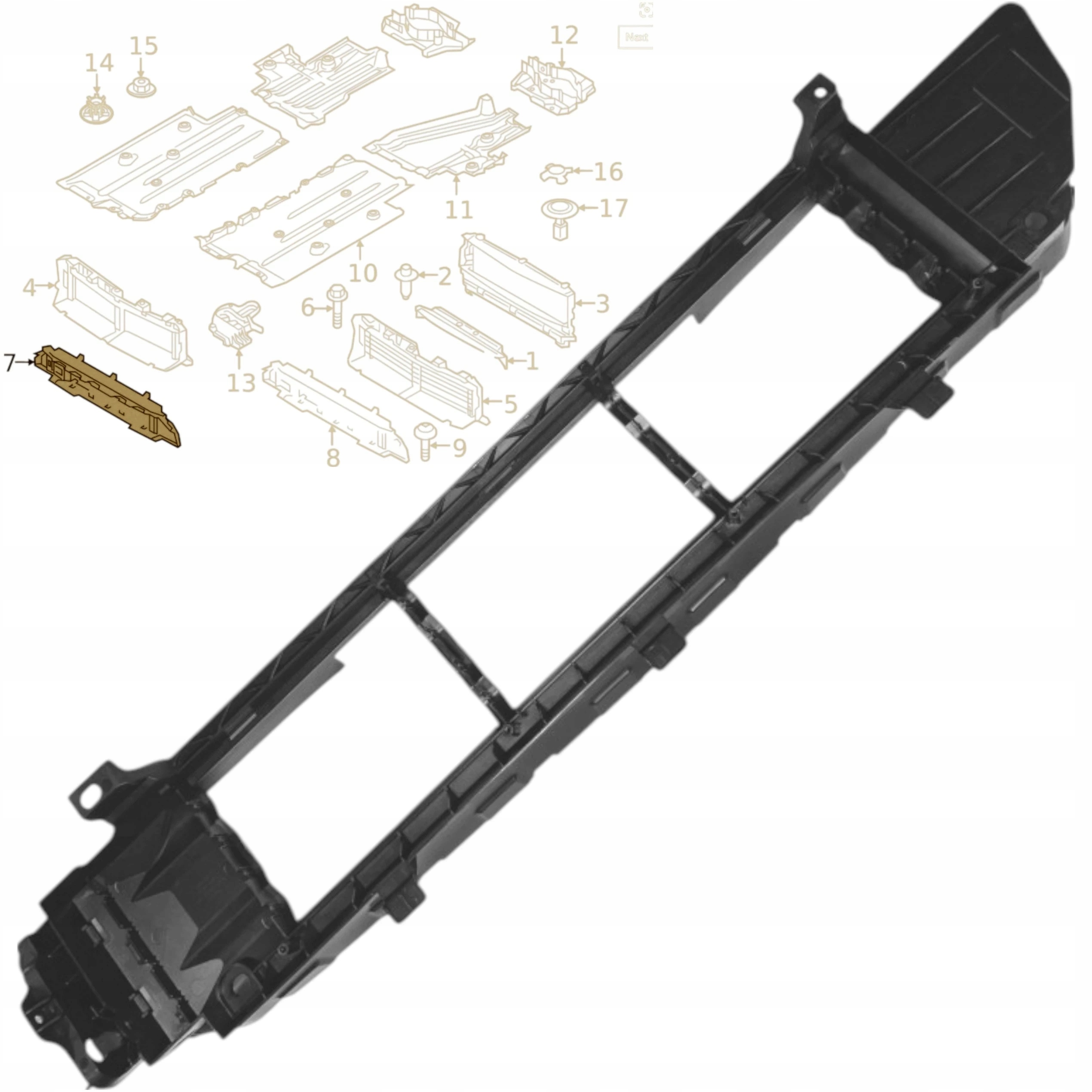 Dolní přívod vzduchu volant žaluzie vedení přívodu vzduchu Volvo XC40 2017+