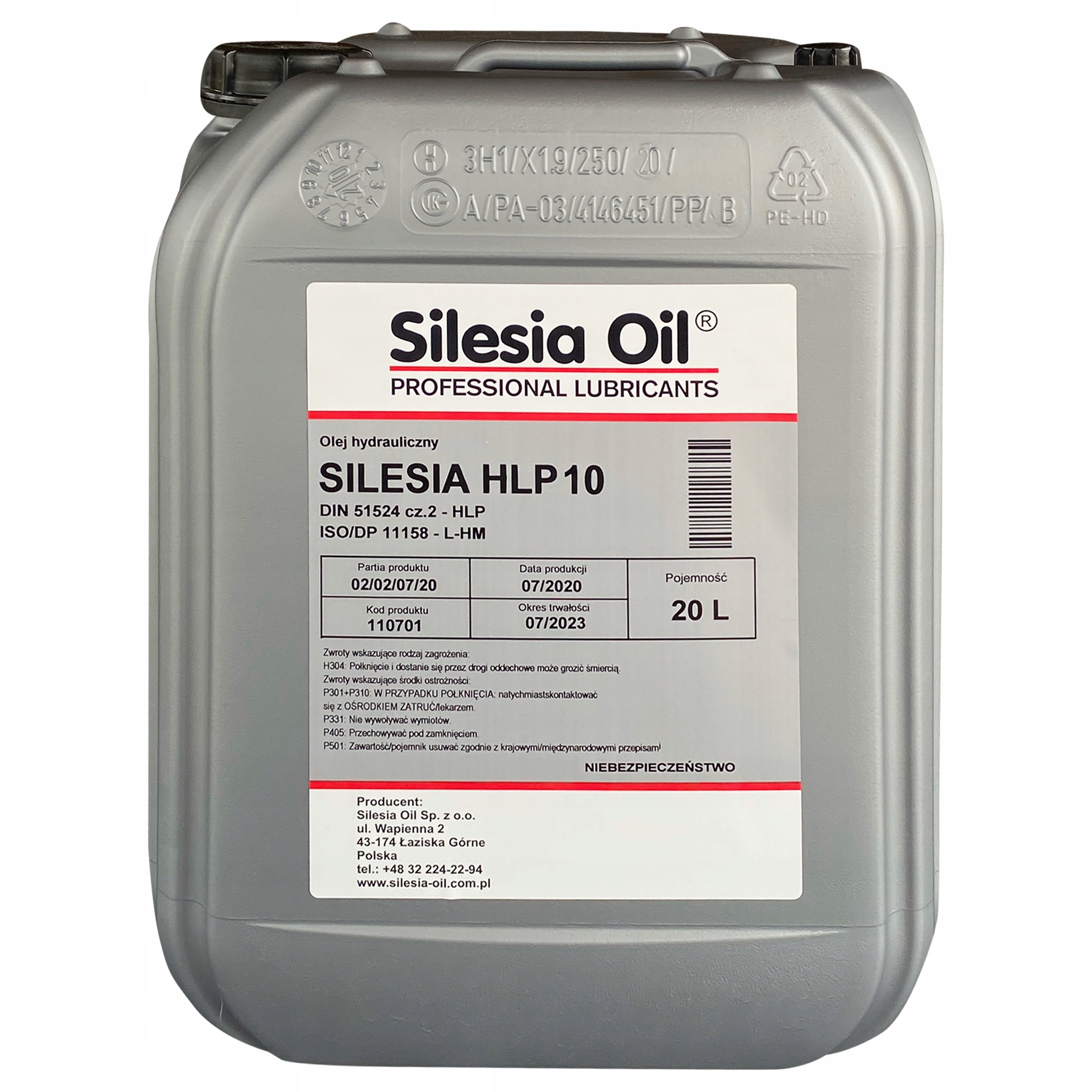 ГИДРАВЛИЧЕСКОЕ МАСЛО SILESIA OIL HLP 10 20L