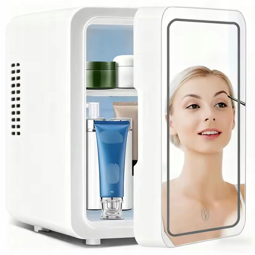Lodówka Mini Turystyczna Grzanie Chłodzenie Cicha Na Kosmetyki Z Lustrem 4L
