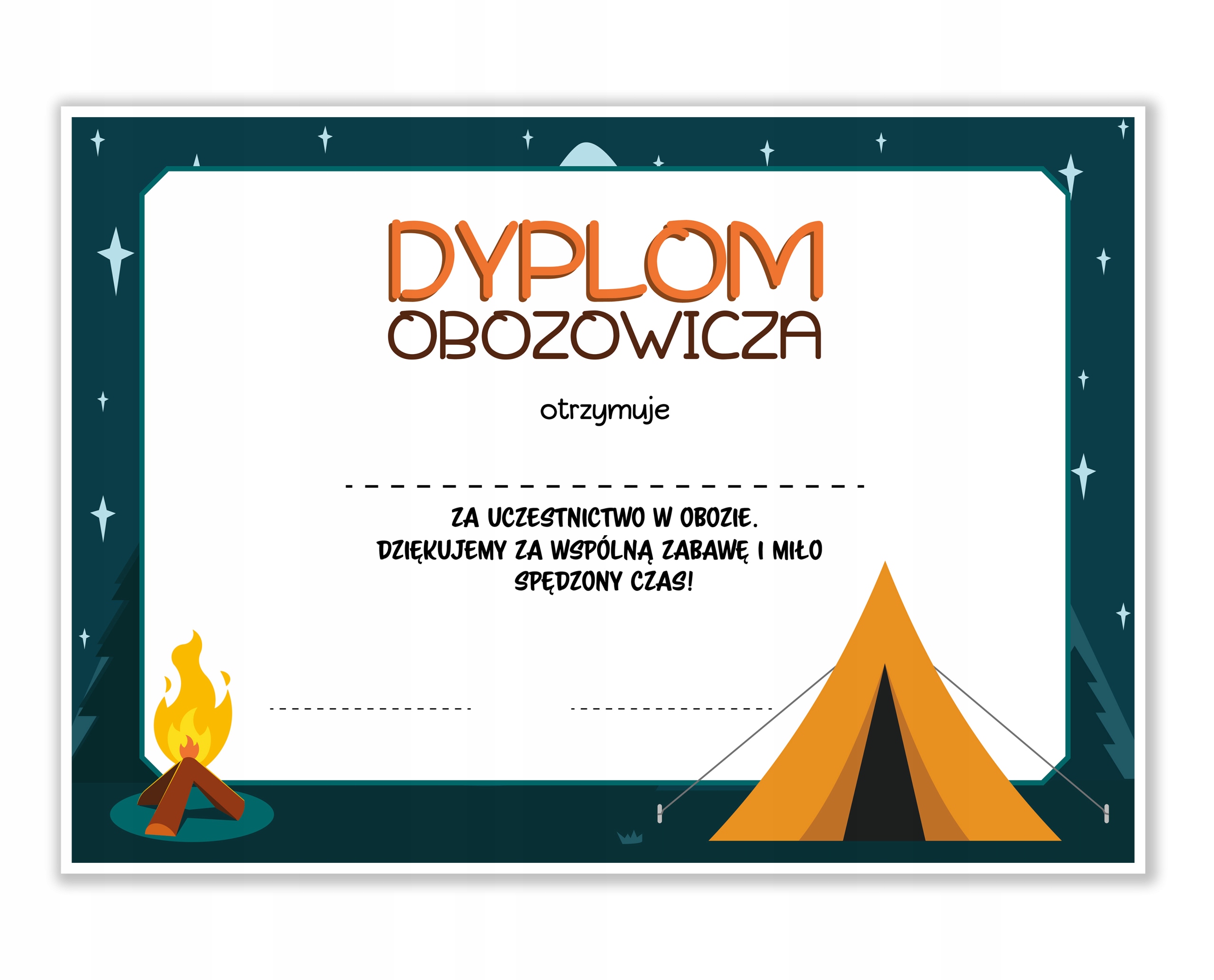 

Dyplom Obozowicza Uczestnictwa W Obozie A4