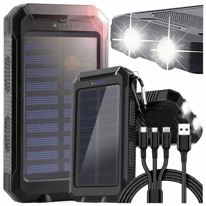 

Pancerny Powerbank Solarny 20000 mAh 2xUSB Kabel