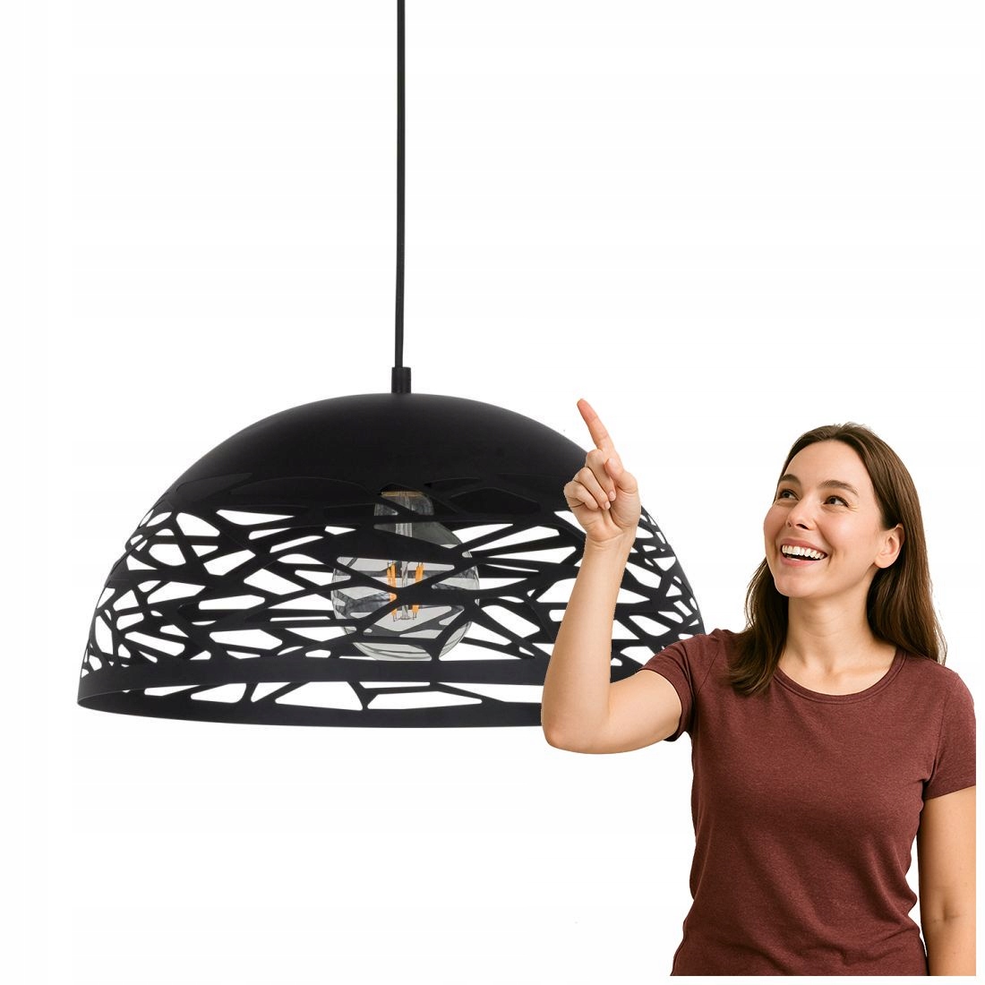 Moderní závěsná lampa Armand Černá Led Italux