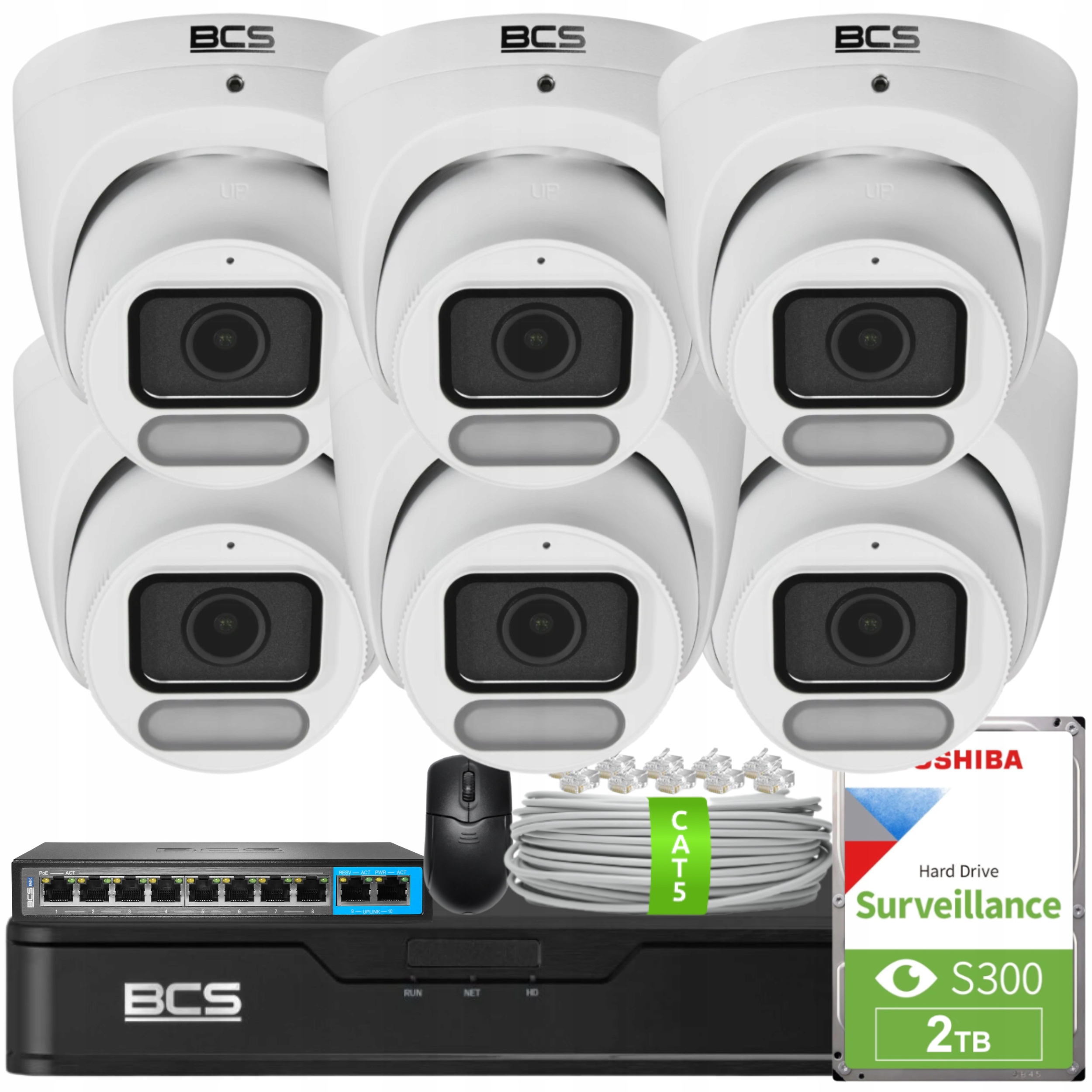 Zestaw Monitoringu 6X BCS-P-EIP28FCL3-Ai1 8MPX IR30M IP67 Akcesoria Bcs