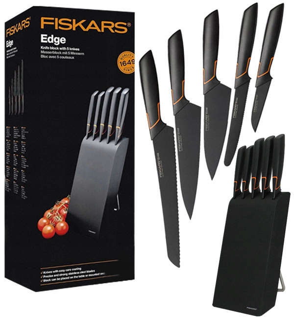 Fiskars Edge Komplet 5 Noży W Bloku Czarnym-Zdjęcie-0