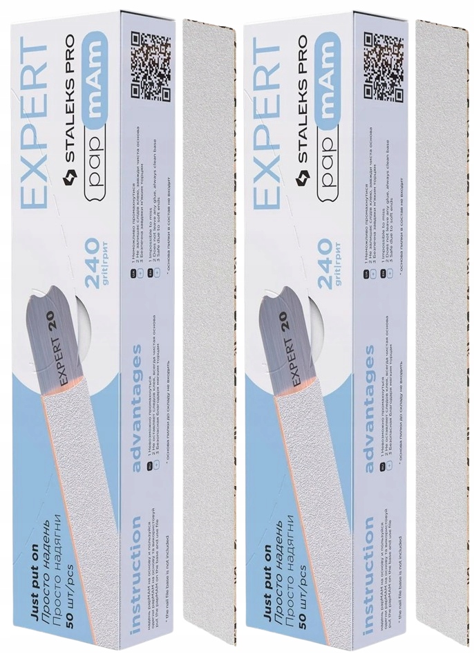 2 x Staleks Vyměnitelné bílé pilníky Papmam Expert 22 240 Grit 50 kusů