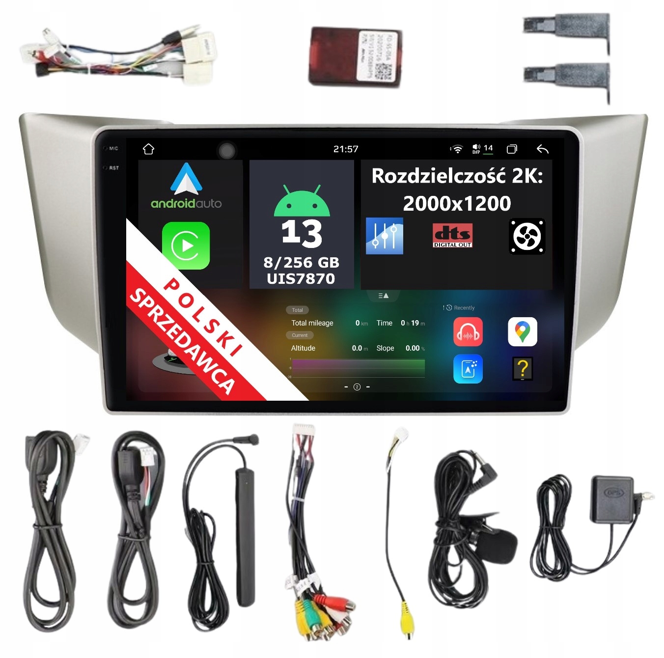 Rádio 2DIN Navigace Android 13 Toyota Harrier 8/256 Gb Lte Dsp Carplay
