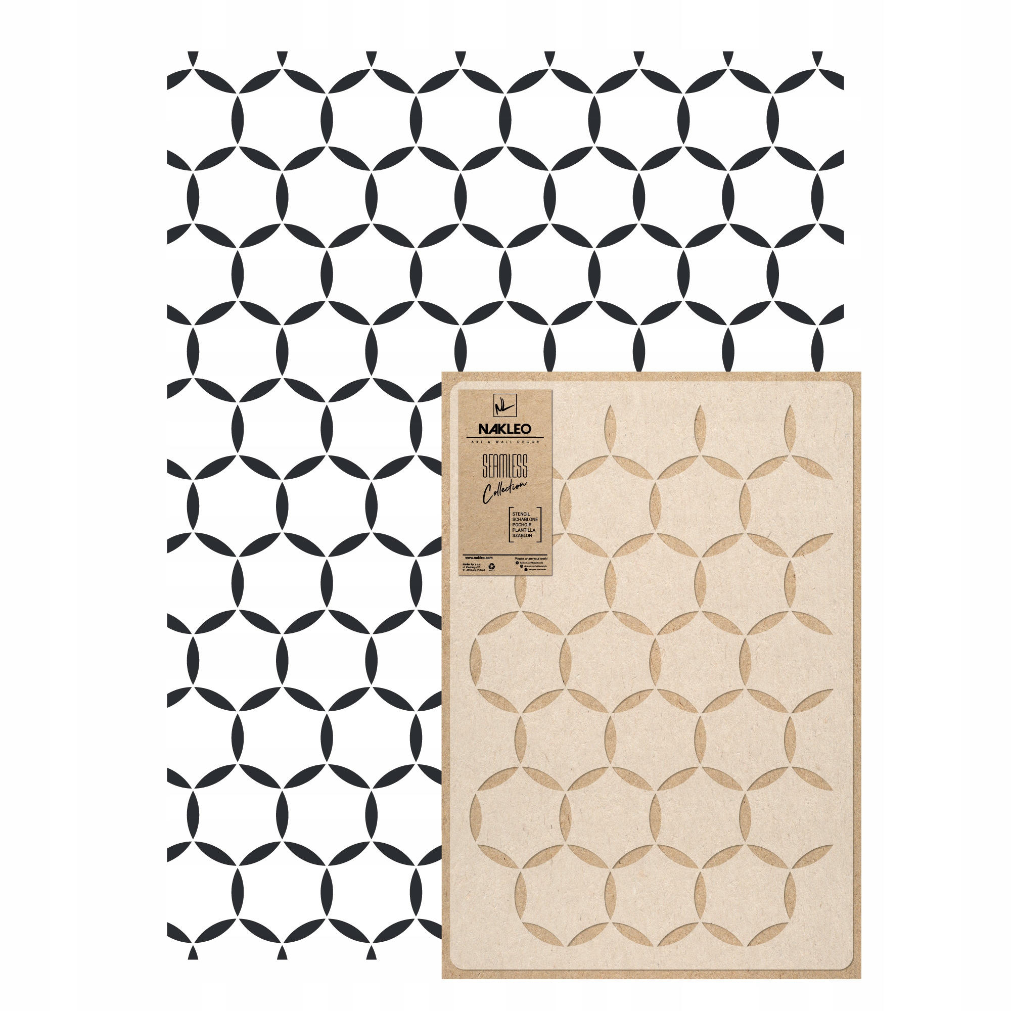 Opakovatelná malířská šablona Opakovaně Použitelný 59x95 cm Tapeta Kruhy Hexagon Retro