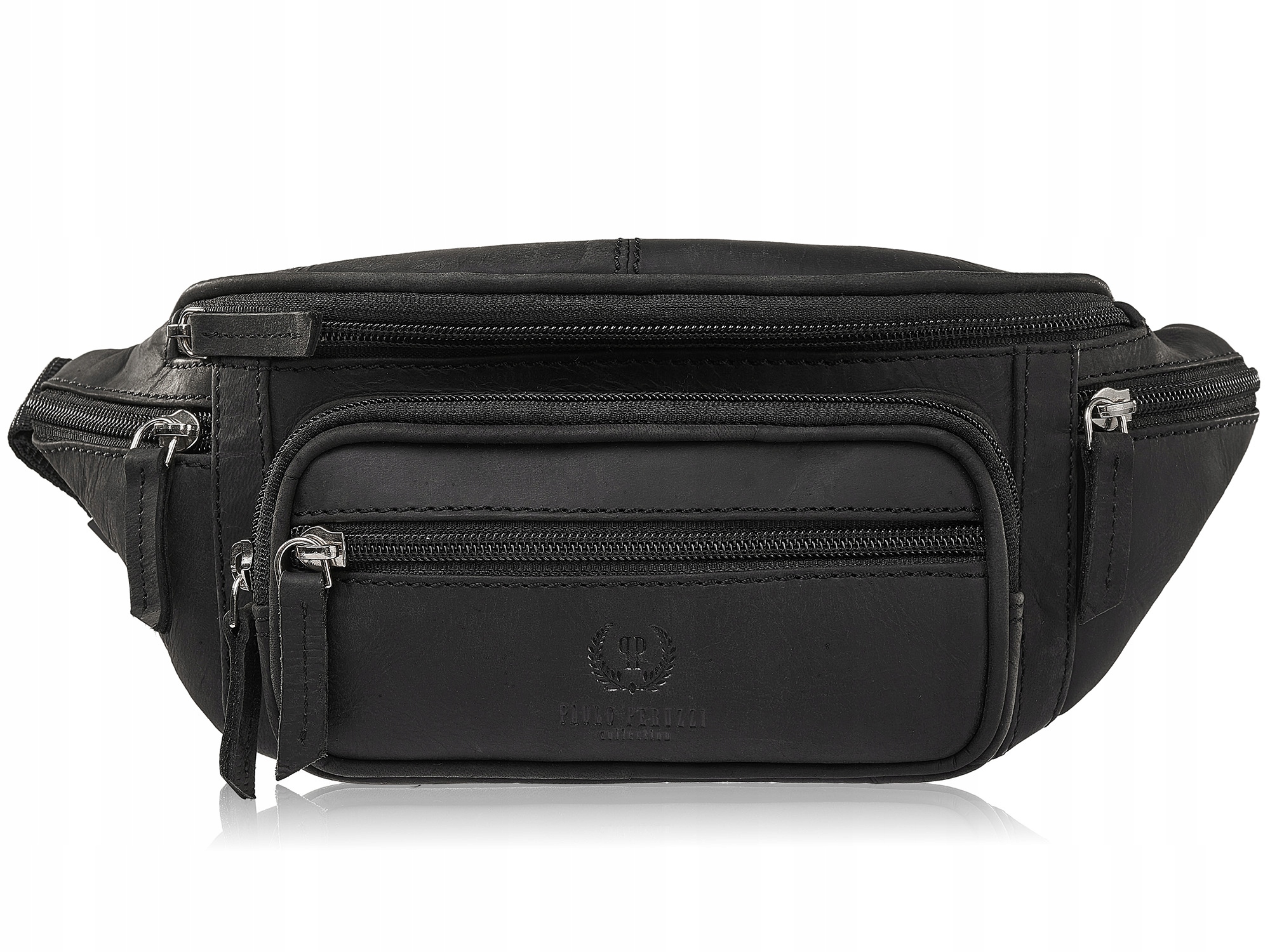 Kožená černá pánská ledvinka z přírodní kůže, elegantní