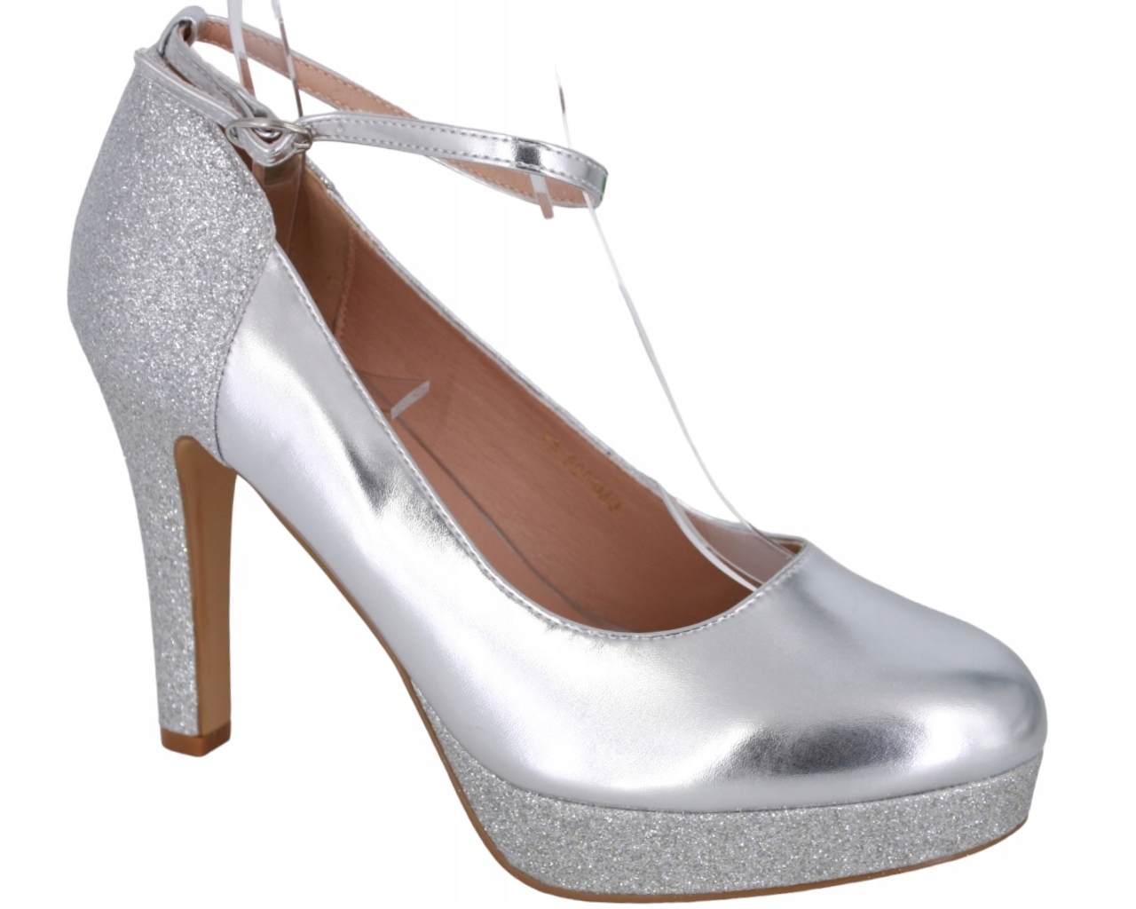 Lodičky Na Platformě, Podpatek 11,5 CM, Lodičky, Stříbrné Lakované Boty, Velikost 42