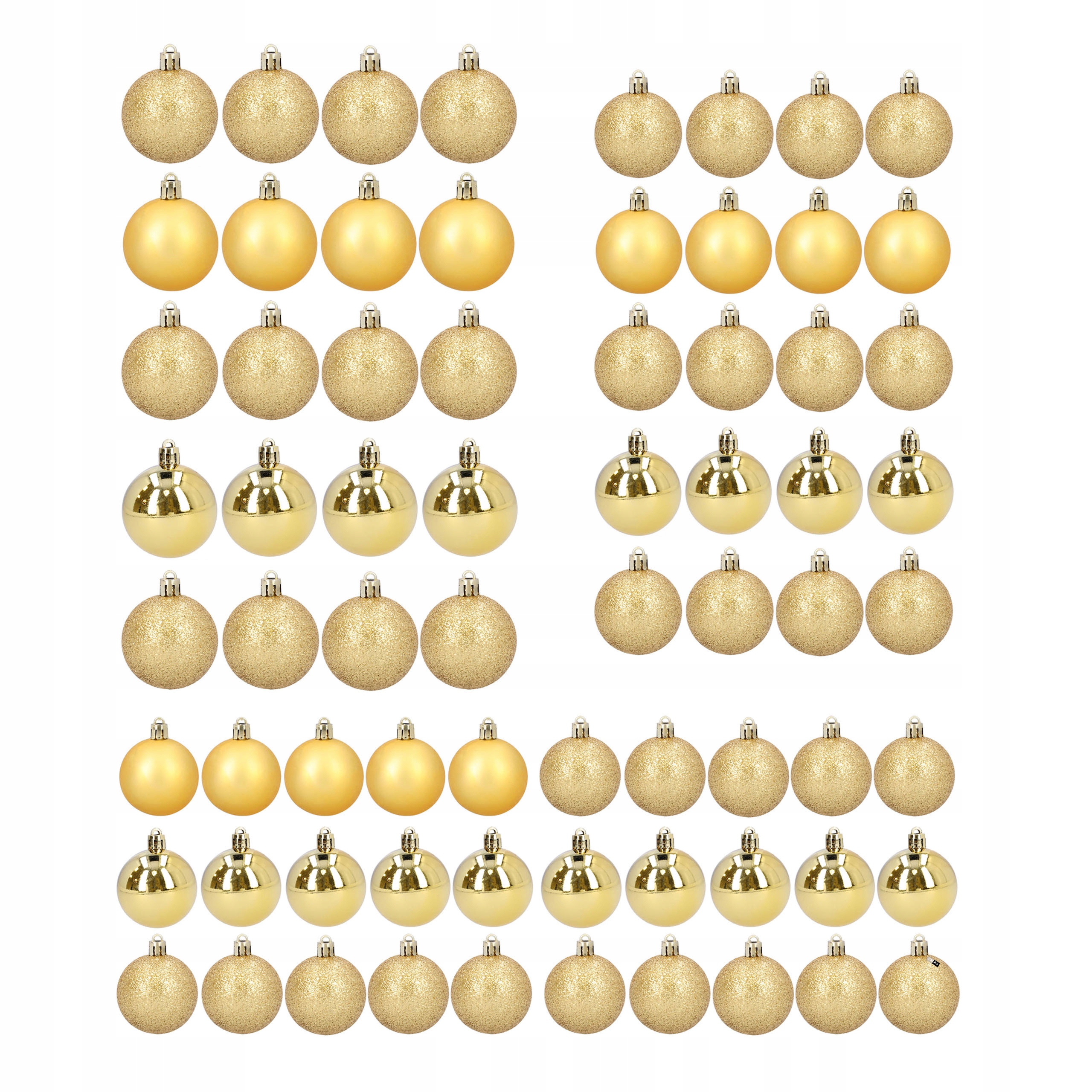 Vánoční Baňky zlaté nerozbitné, velký set 70 ks plastová nádoba