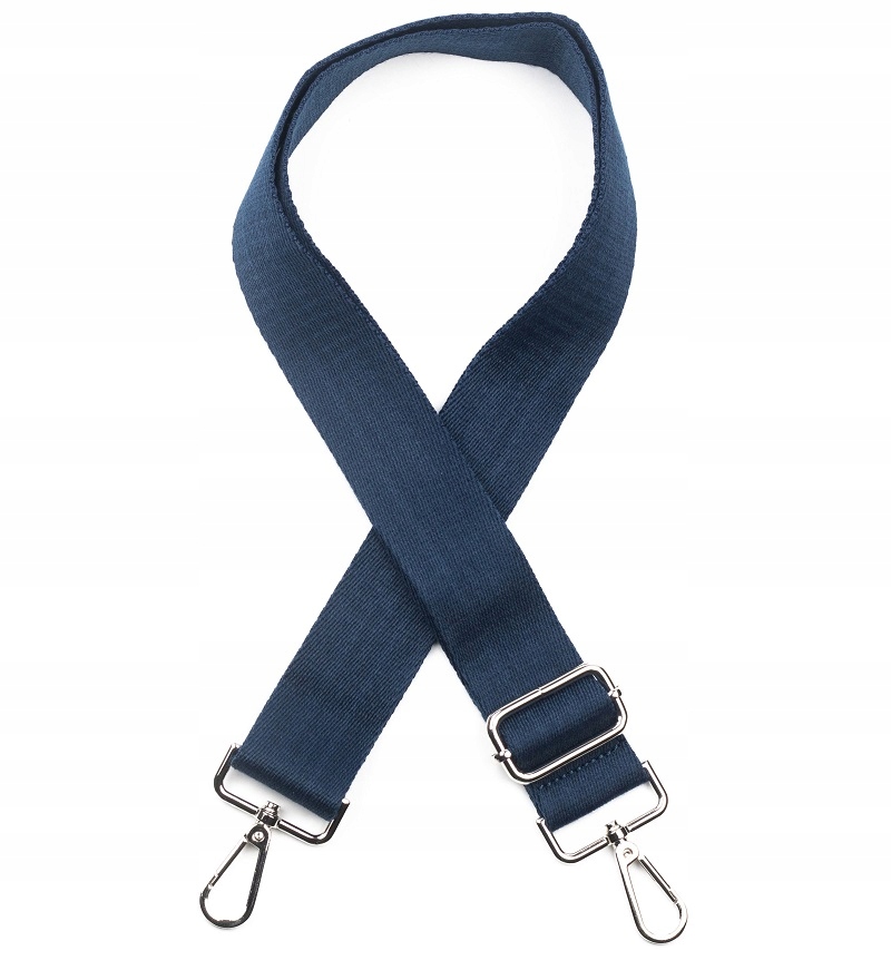 

Pasek Do Torebki Granatowy Srebrne Okucia Gładki