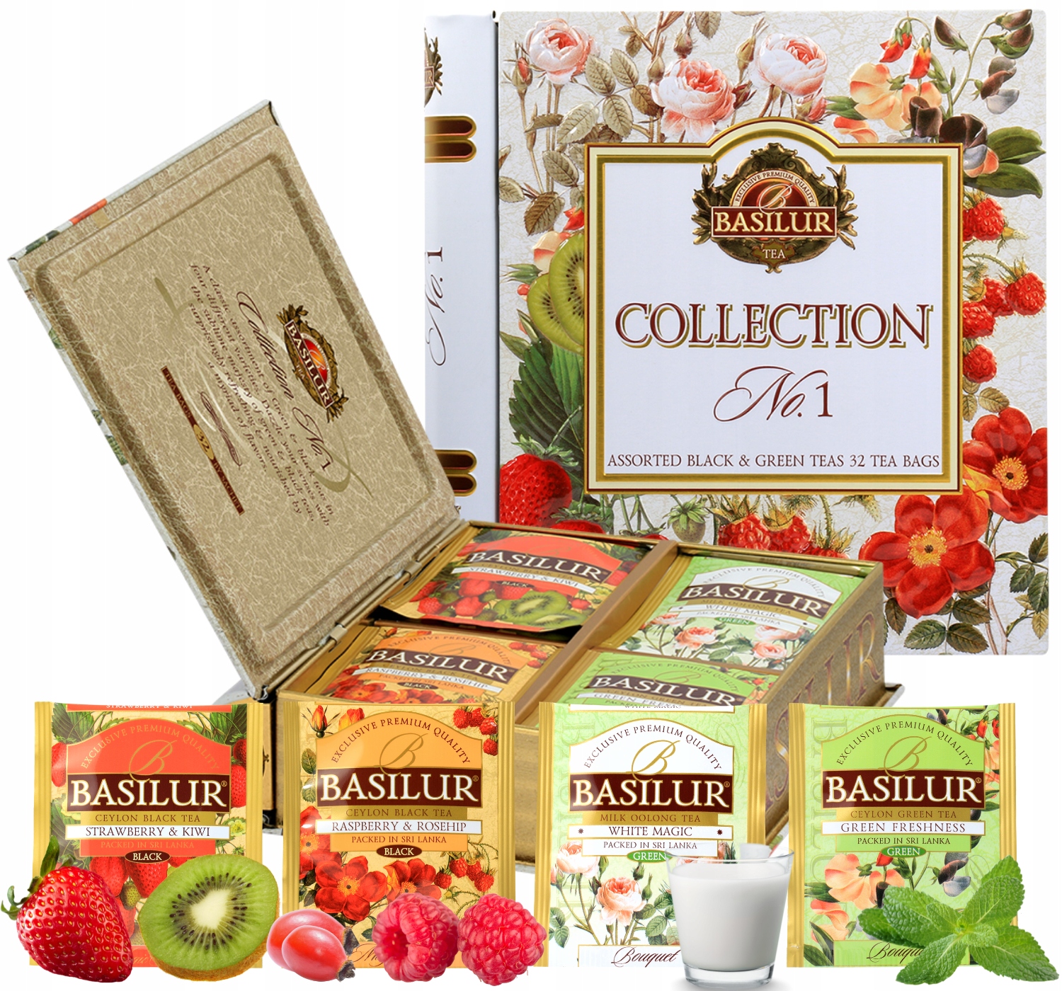 Basilur Collection No. 1 zestaw herbat 4 Smaki puszka 32 szt.