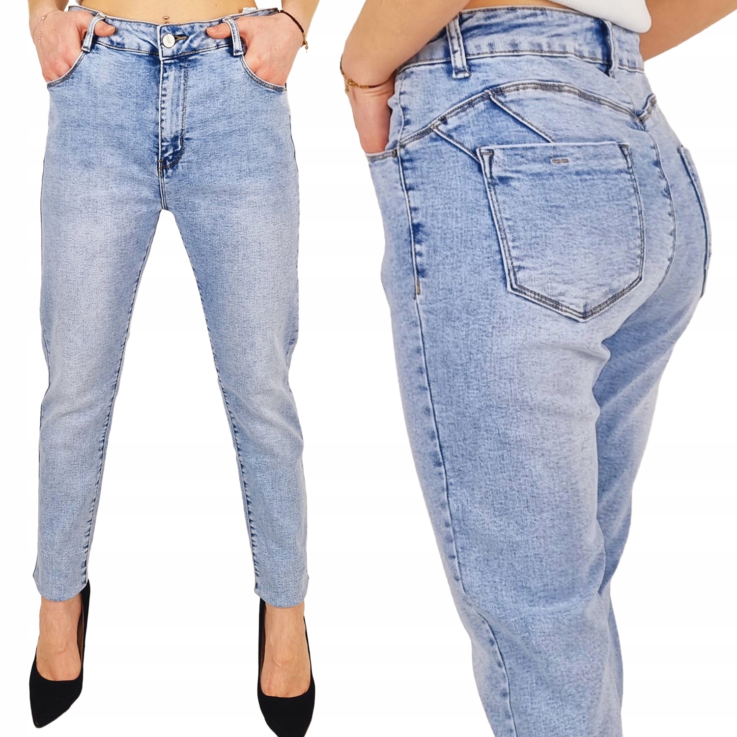 Damskie Spodnie Wyszczuplające Push-up-rurki Blue