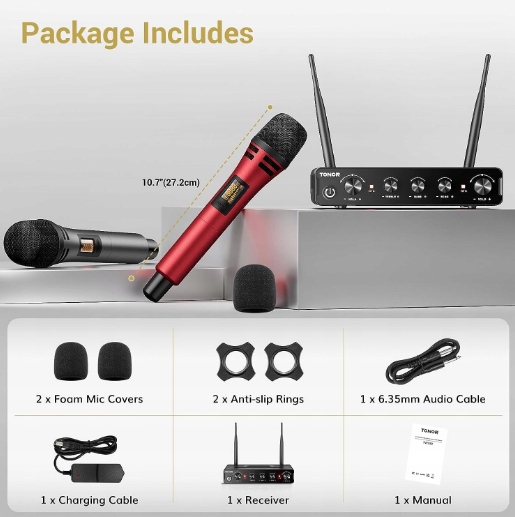 MIKROFON TONOR TW350 BEZPRZEWODOWY ZESTAW 2SZT. KARAOKE Marka Tonor