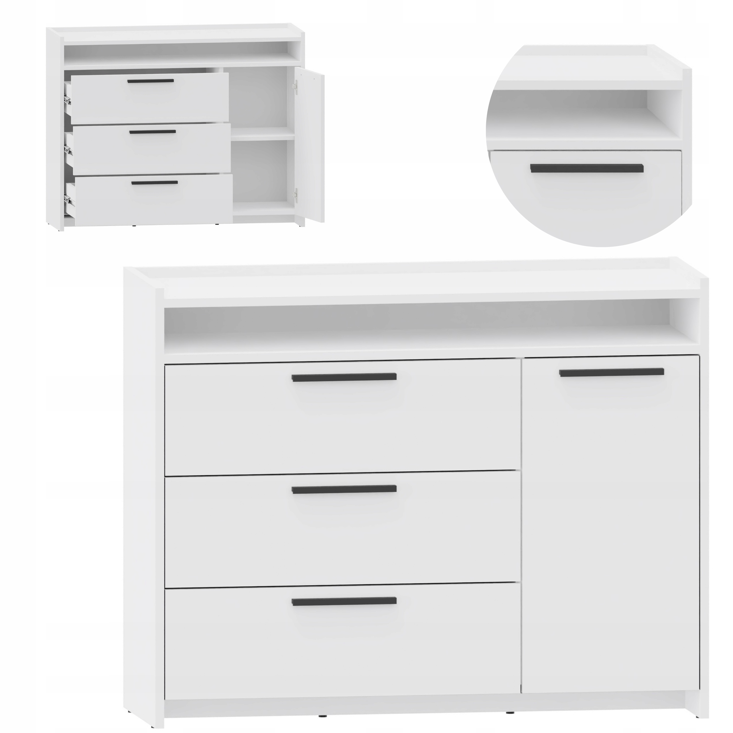 Komoda Altivo Com 100 1D3SWO biela veľká skrinka regál na oblečenie a dokumenty