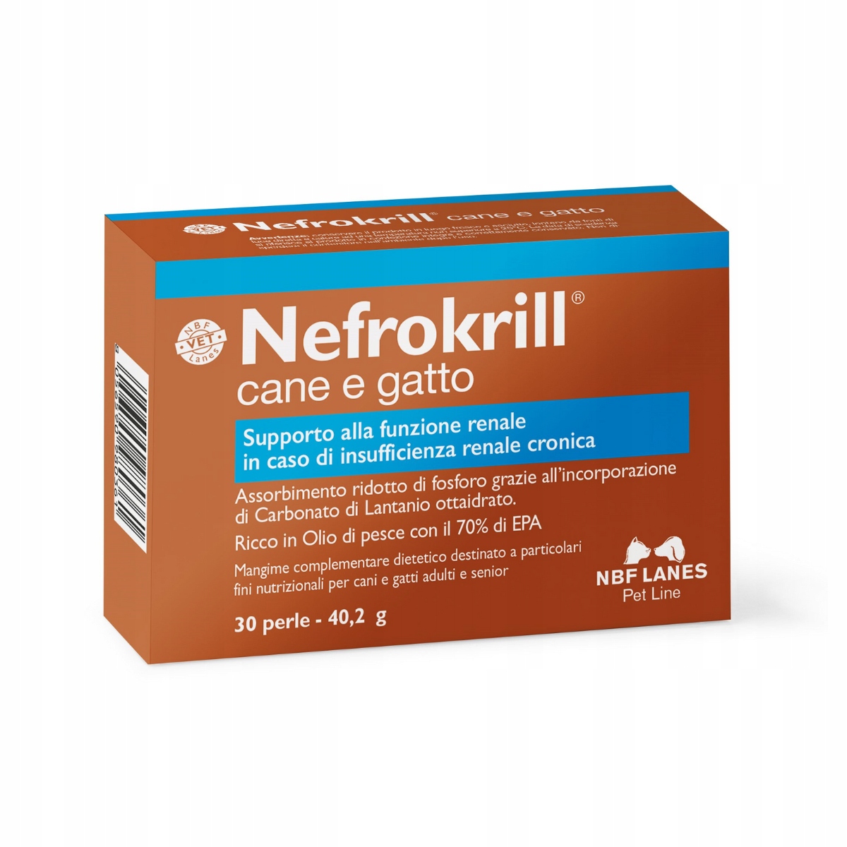 Levně Doplněk stravy pro psy a kočky Nbf Lanes Nefrokrill 30 kapslí
