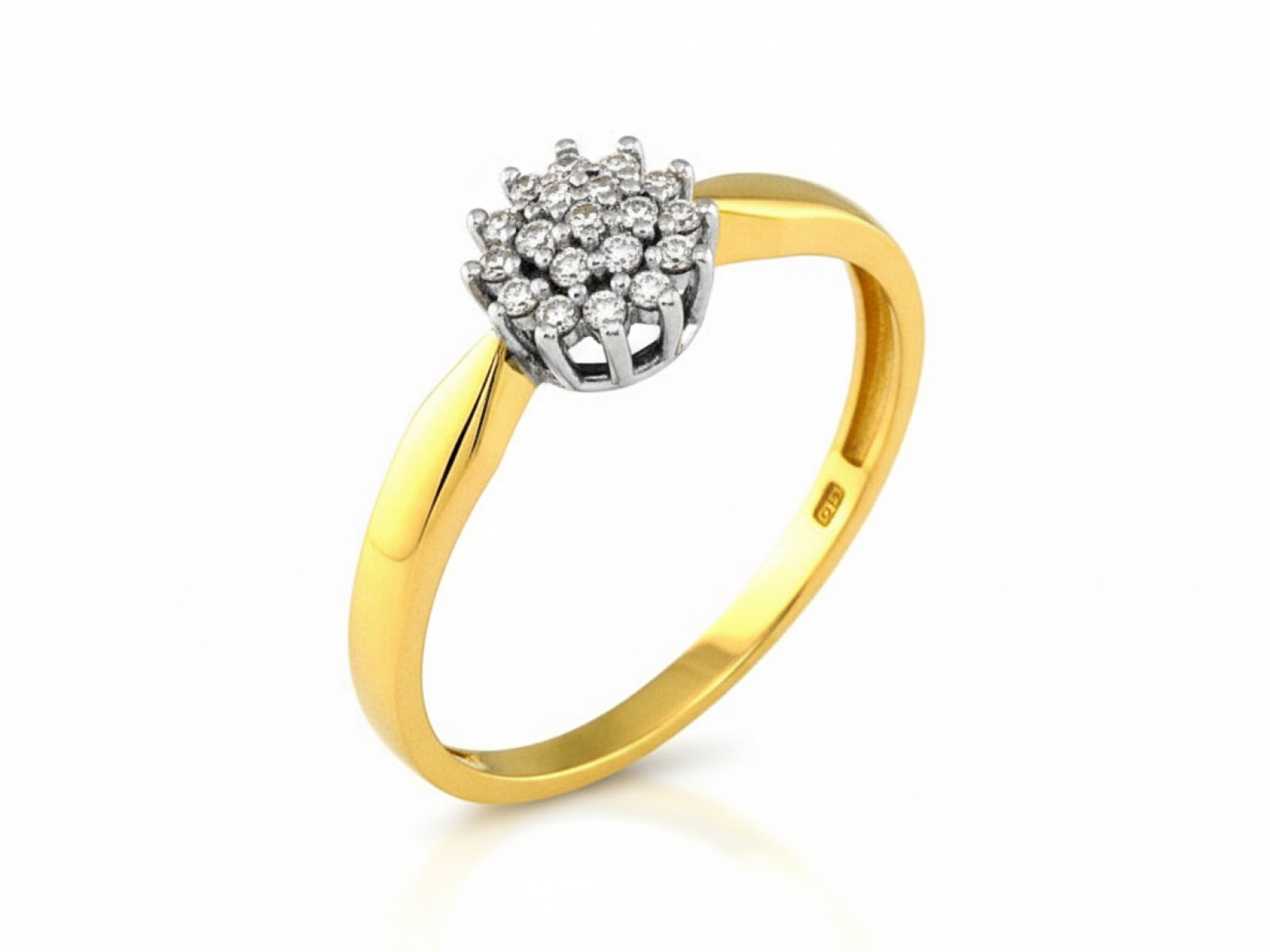 Prstýnek zlatý 585 markýza Květ bílé zirkony 14r a Zlato 2.22g