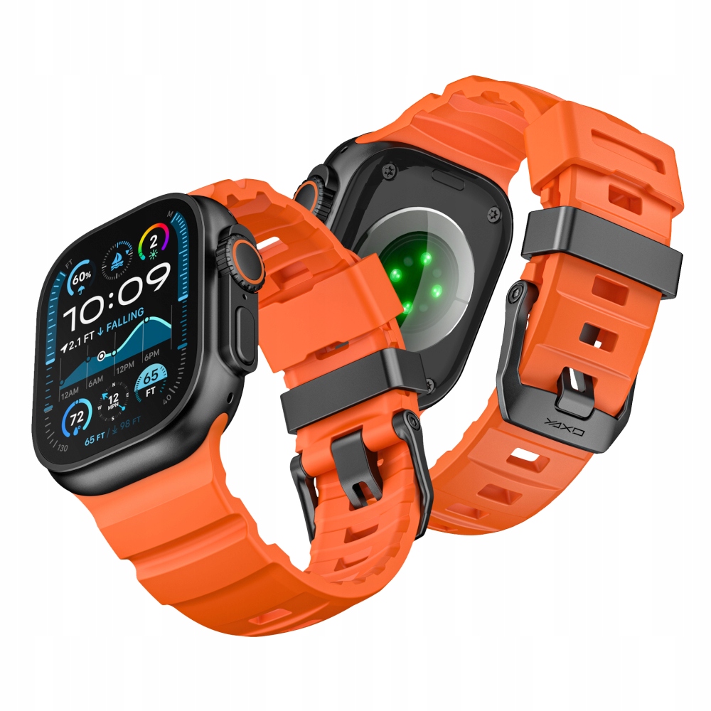 Yaxo Pasek do Apple Watch 44/45/46/49 mm Fkm mocny pasek pomarańcz