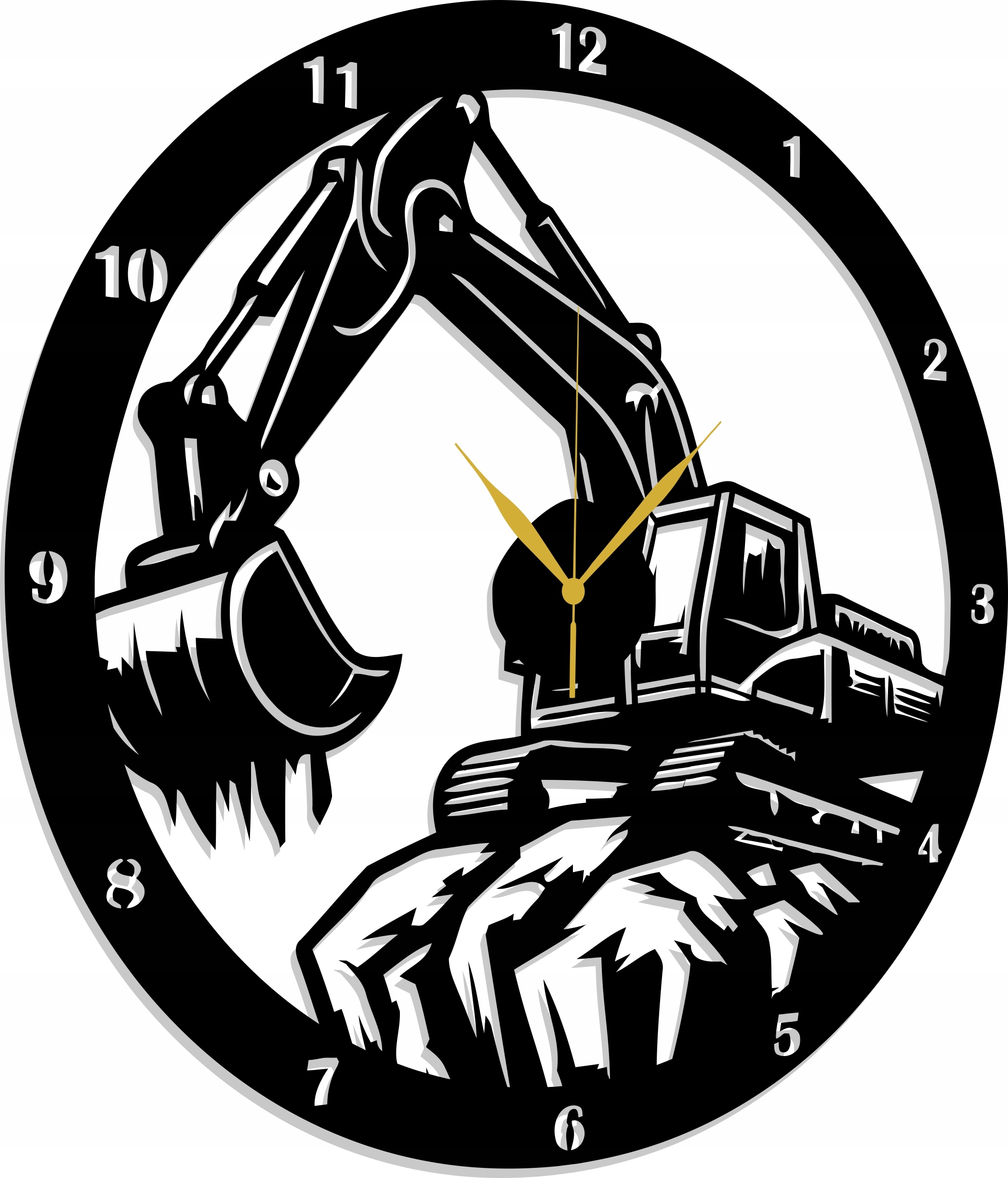 Nástěnné Hodiny S Bagrem Pro Obsluhu Bagru Od Stavební Firmy Dárek 50 CM