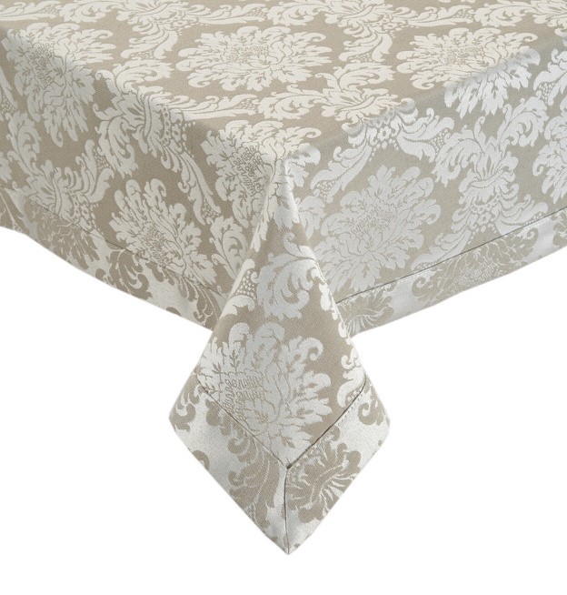 Béžový ubrus 130x250 ornamenty elegantní dekorativní, odolný vůči skvrnám