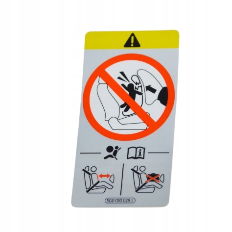 NAKLEJKA AIRBAG 5G0010029J ORYGINAŁ VOLKSWAGEN