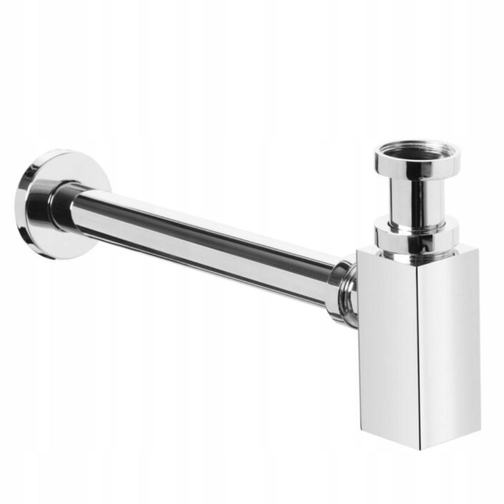 Sifón do umývadla 1 1/4 mosadz, chróm, štvorcový