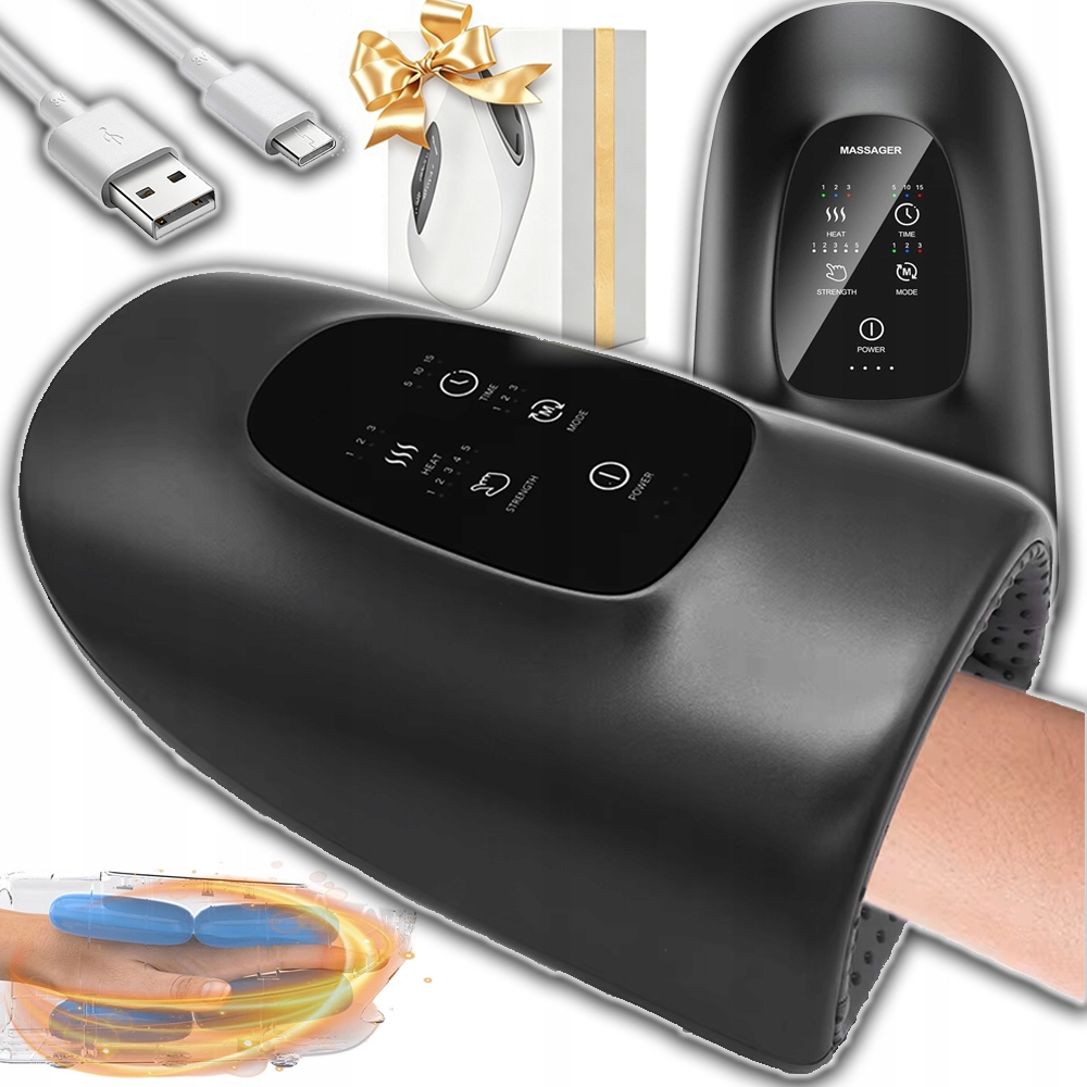 Masażer Bezprzewodowy Do Dłoni Rąk Nadgarstków Akumulatorowy Timer Usb