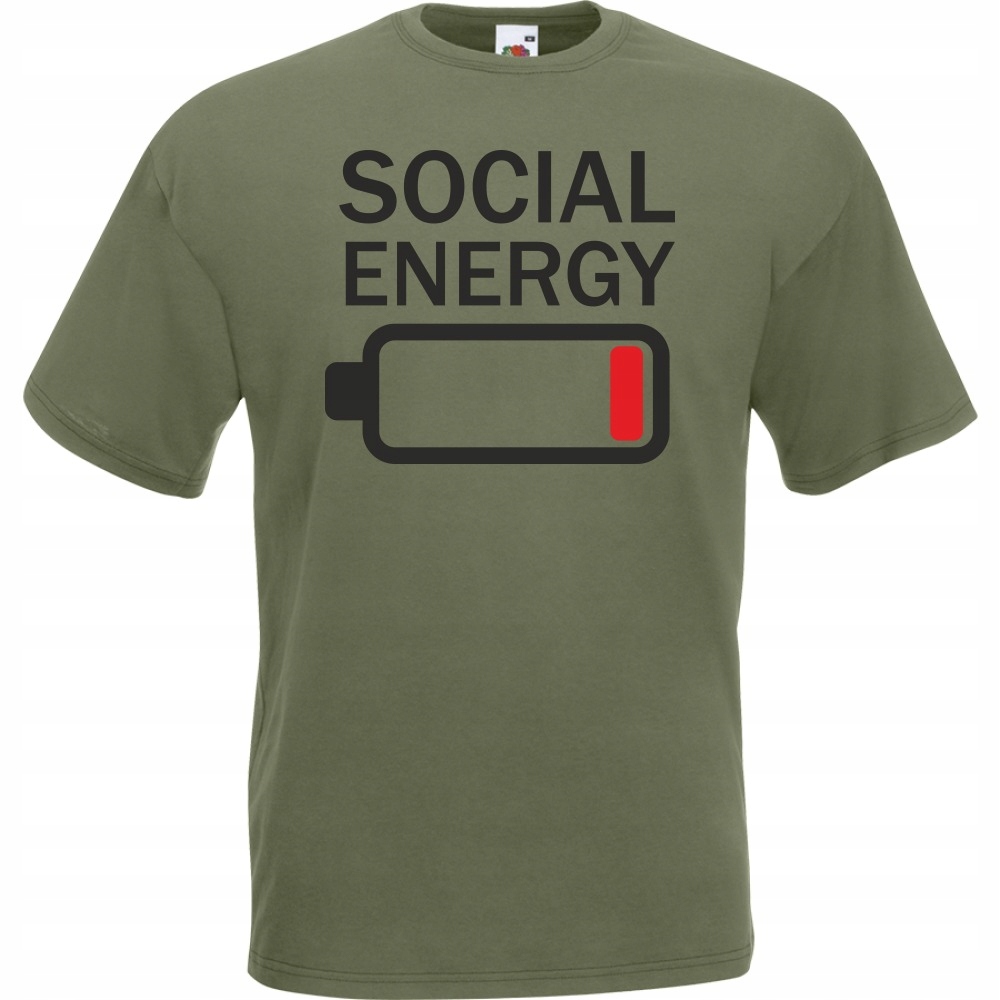 

Koszulka zabawna social energy M oliwkowa