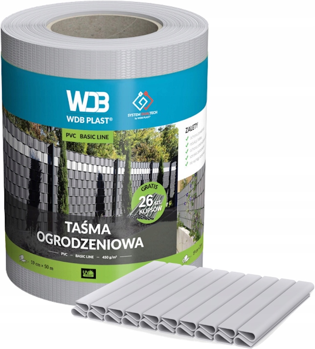 Taśma Ogrodzeniowa 19x50 Osłona Na Płot Ogrodzenie Panelowe Szara