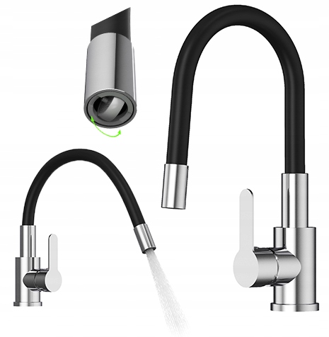 Kuchyňská baterie chrom Grado Plus s flexibilním výtokem, otočný perlátor