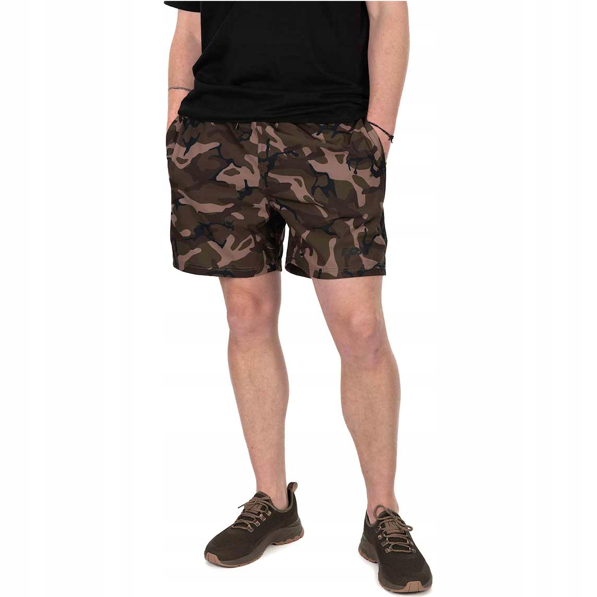 Kraťasy rybářské šortky Fox Camo/Black Swim Shorts vel. XXXL