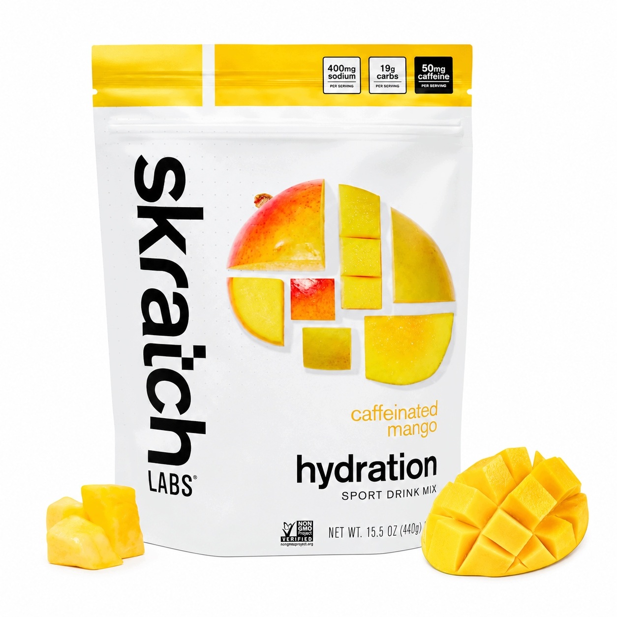 Skratch Labs Drink Mix Hydration Sport, mango s kofeinem 440 g