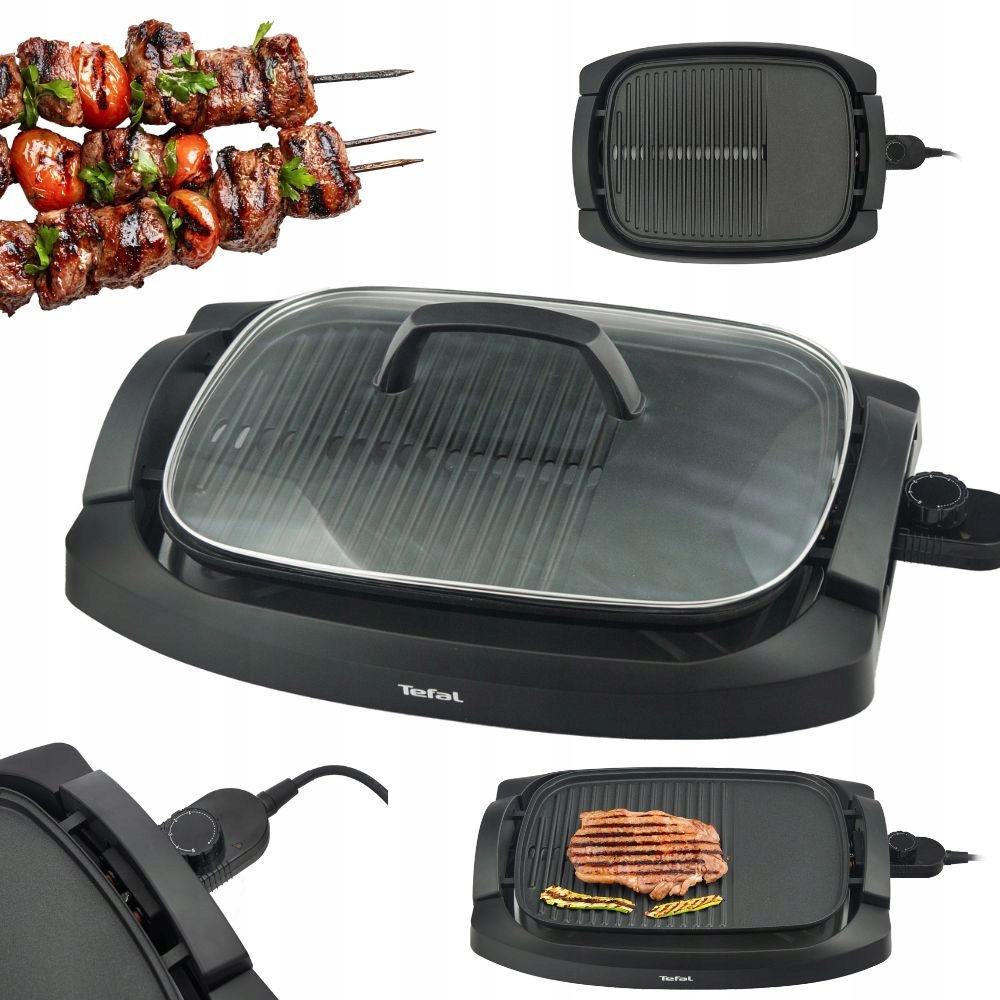 Grill elektryczny stołowy Tefal CB6A0830 czarny 2000W z pokrywą