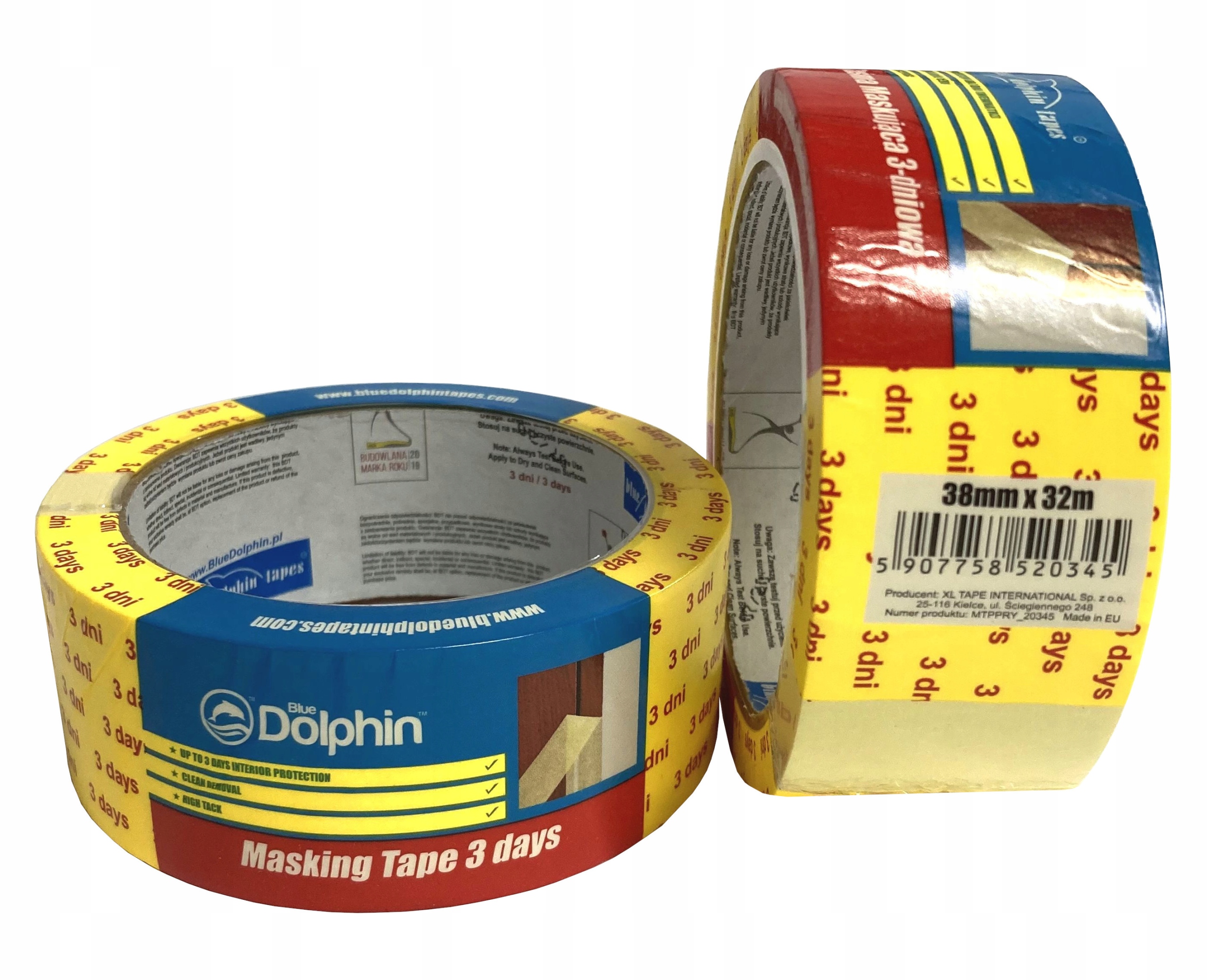 Taśma malarska papierowa Blue Dolphin 38mm/32m