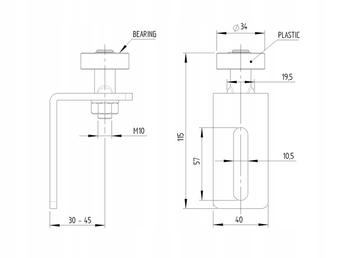 ROLKA DO BRAMY PRZESUWNEJ Z UCHWYTEM PROWADZĄCA 35 Rodzaj inny