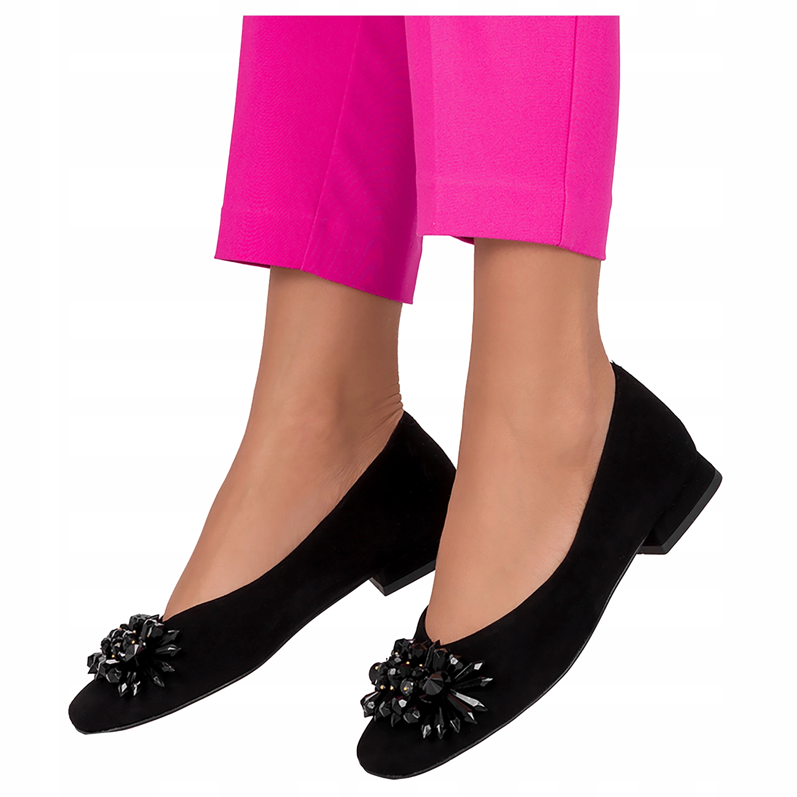 Černé Dámské Kožené Baleríny S Krystaly, Módní Polský Výrobek, velikost 39