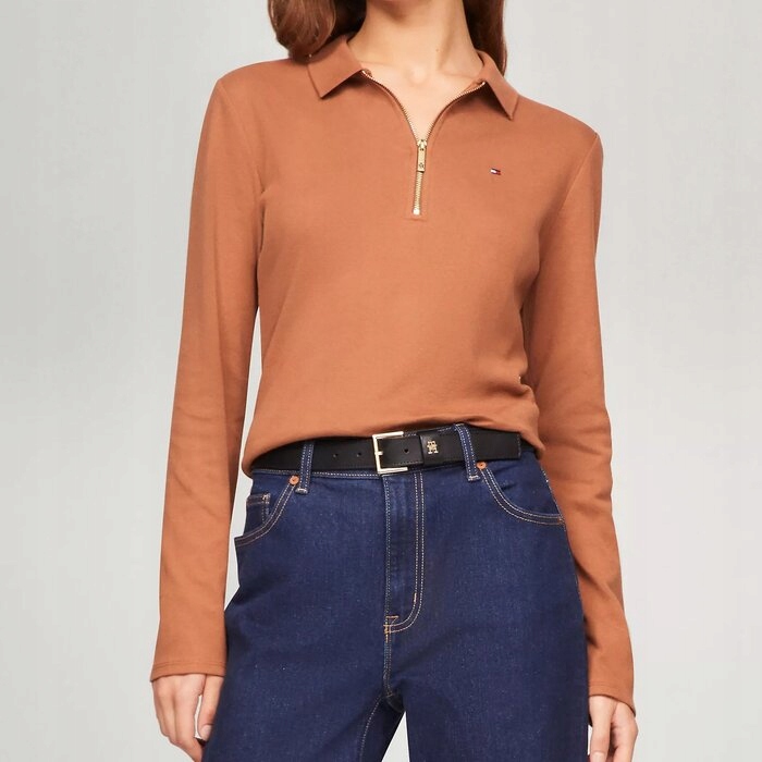 Polokošile Tommy Hilfiger bavlněná, hnědá, klasická Xs (nová)
