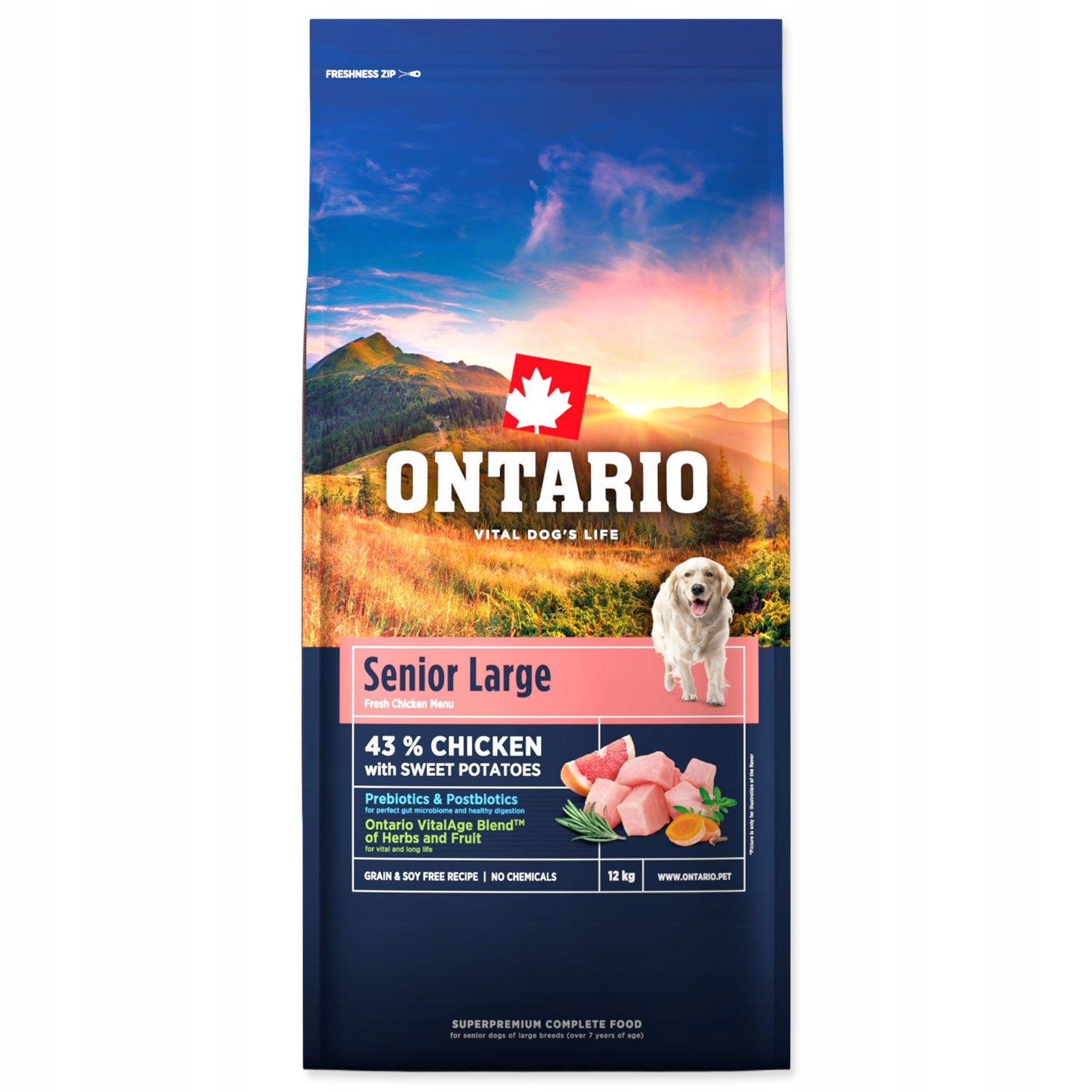 Levně Krmivo Ontario Senior Large Chicken & Sweet Potatoes 12kg