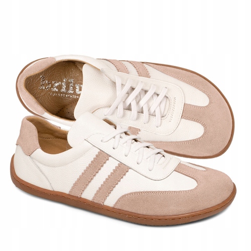Brilu Polskie Damskie Skórzane Sneakersy Barefoot Vanilla Biało-różowe 39