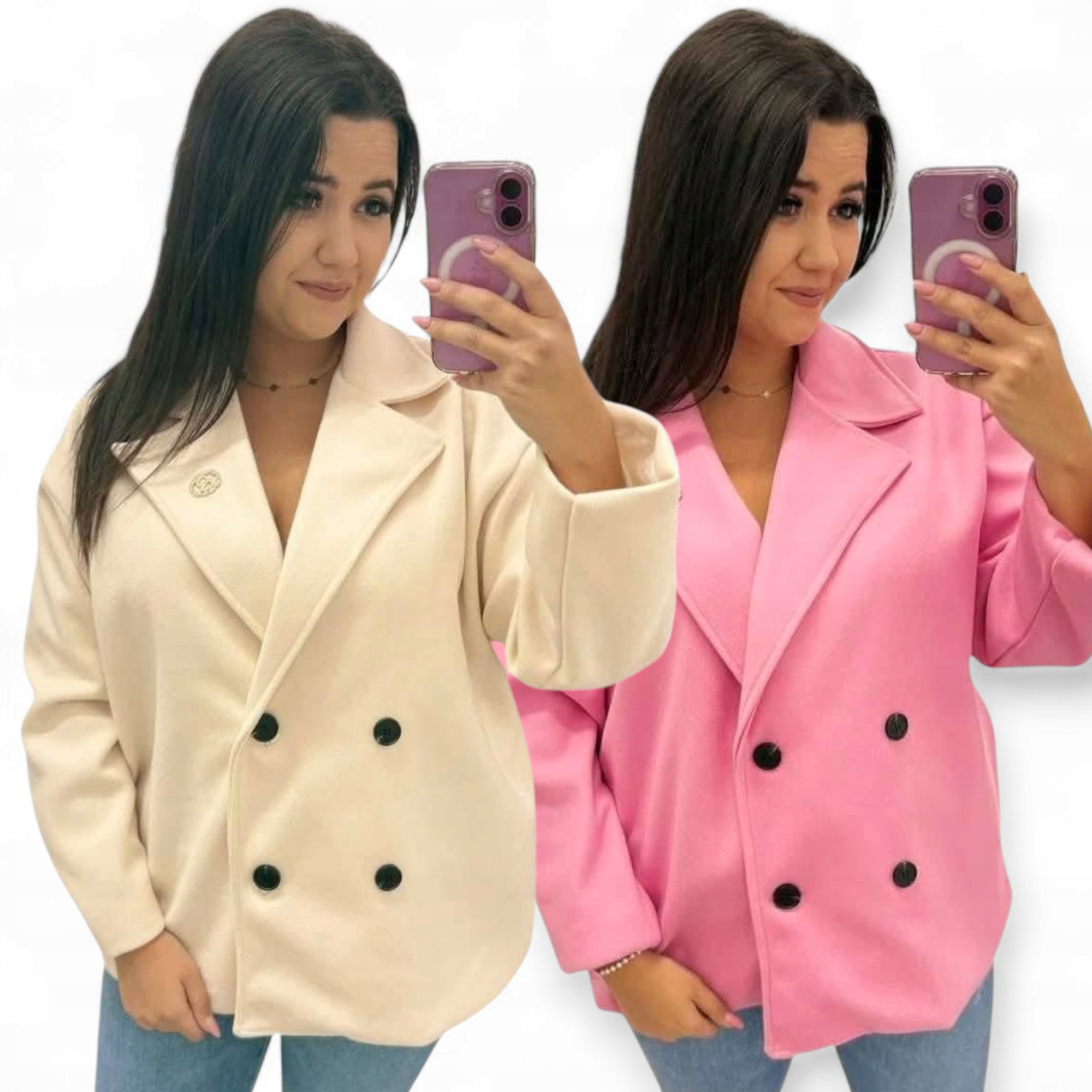 Krátký dvouřadý kabát, barvy na výběr, velikost 48/50/52