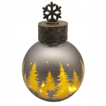 BOMBKA SZKLANA LED ŚWIECĄCA DO POSTAWIENIA DEKORACJA 26,5 CM ZŁOTA SZARA Kod producenta 333-3