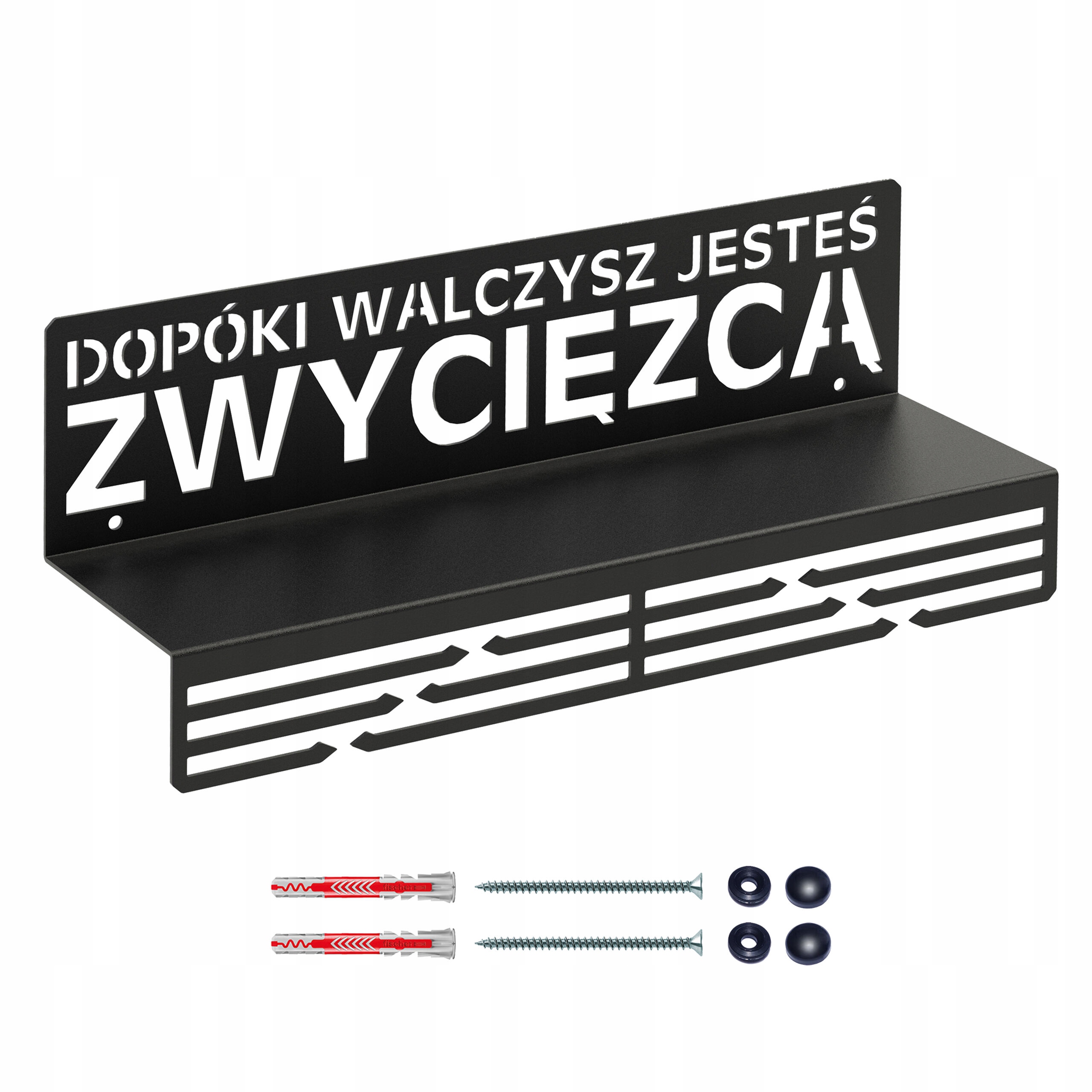Wieszak na medale Zwycięzca Hard z półką metalowy czarny 15340
