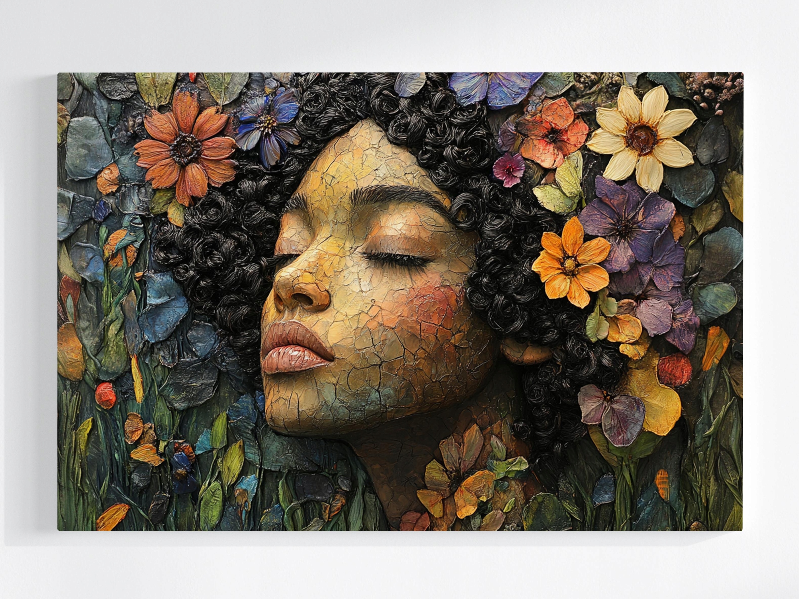 Obraz Na Plátně Canvas Portrét Tvář Žena Dívka Květiny 120x80