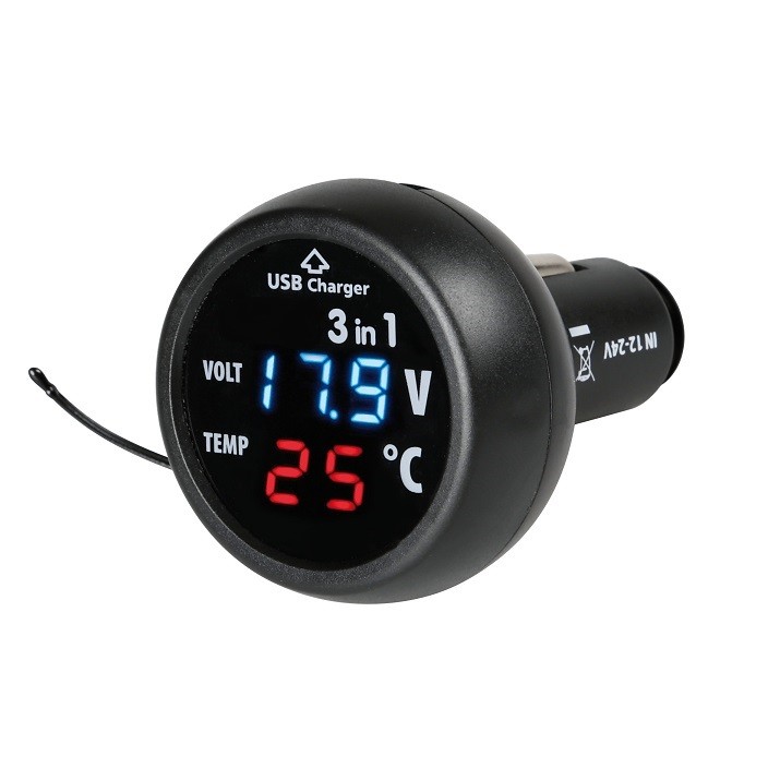 Woltomierz 12/24 termometr wewnętrzny ładowarka Producent Auto styl